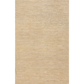 Contemporary Area Rug, Beige Natural Cotton With Striped Pattern, 8'6" X 11'6"