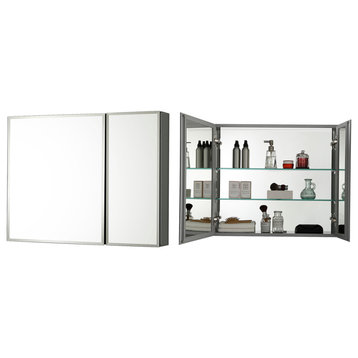 Aluminum Bathroom Medicine Cabinet, Recess Or Surface Mount, 30"x26"
