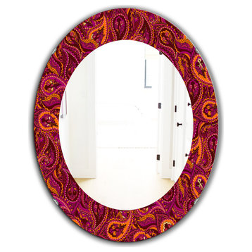 Designart Paisley 12 Bohemian And Eclectic Frameless Oval Or Round Wall Mirror,