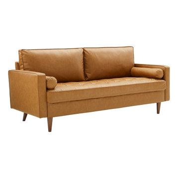 Valour Upholstered Faux Leather Sofa, Tan