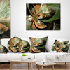 Orange and Green Large Fractal Flower Floral Throw Pillow, 16"x16"
