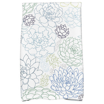 18"x30" Opal Floral Print Kitchen Towel, Blue