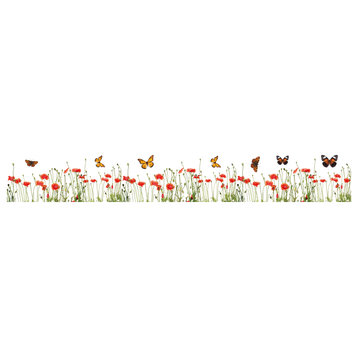 Poppies and Butterflies Border Decal