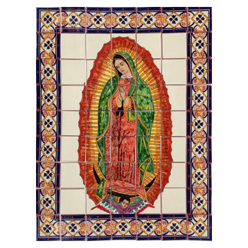 Our Lady Virgen De Guadalupe, Clay Talavera Tile Mural