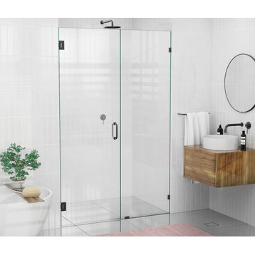 78"x52.5" Frameless Shower Door, Wall Hinge, Matte Black