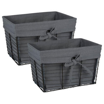 DII Modern Metal Medium Wire Liner Basket in Black/Gray (Set of 2)