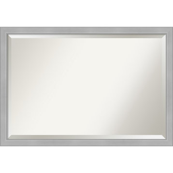 Vista Brushed Nickel Narrow Beveled Bathroom Wall Mirror - 38.5 x 26.5 in.
