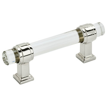Glacio 3"/76mm Center-to-Center Clear/Polished Nickel Cabinet Pull