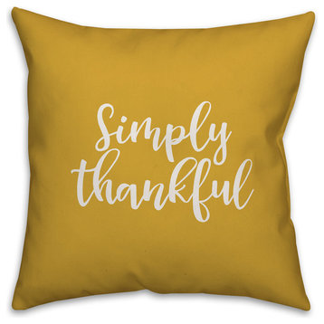 Simply Thankful in Mustard 18x18 Throw Pillow