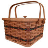 Handmade Large Square Double Pie Carrier Basket with Inside Tray