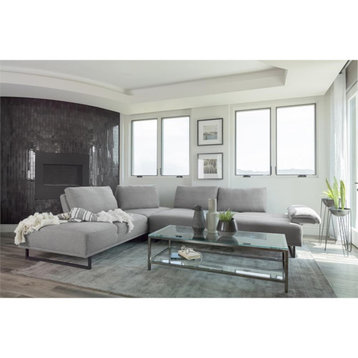 Pemberly Row 2-Piece Fabric Sectional with Adjustable Back in Taupe