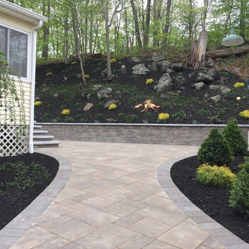 Unilock Beacon Hill Patio and Walkway Installation with Flagstone Coping