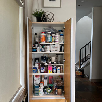 Before: A Cluttered Tea and Medicine Cabinet