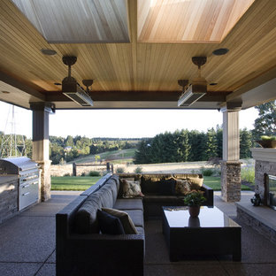 Inspiration for an asian patio in Portland with an outdoor kitchen.