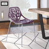 Leisuremod Asbury Plastic Dining Chair With Chome Legs, Purple