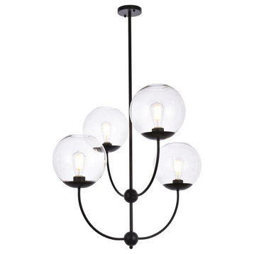 Lane 31.5" Pendant, Black With Clear Shade