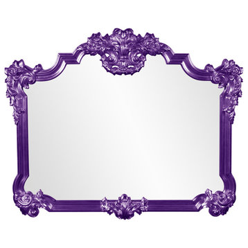 Avondale Unique Mirror Custom Painted, Ornate, 39 X 48, Glossy Royal Purple