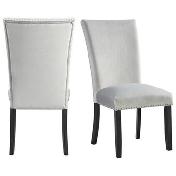 Picket House Furnishings Celine Gray Velvet Side Chair Set