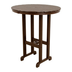 Polywood - Ivy Terrace Classics Round 36" Bar Table, Mahogany - Outdoor Pub And Bistro Tables