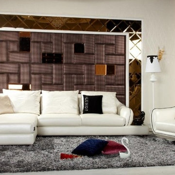 White Leather Sectional Sofa - Cow Accent