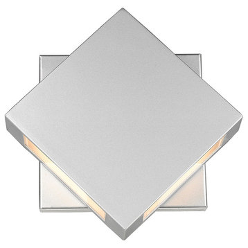 Quadrate 2-Light Outdoor Wall Sconce, Silver
