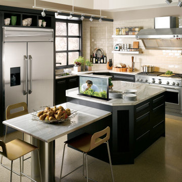 Hidden TV in Kitchen Island