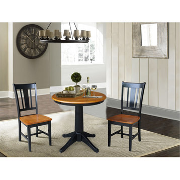 30" Round Top Pedestal Table - With 2 San Remo Chairs, Black/Cherry