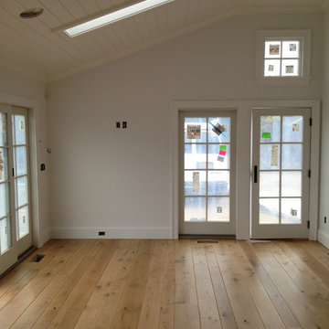 Amagansett: Wide plank White Oak installed, finished natural with Bona Traffic