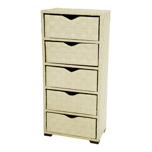 Oriental Furniture 25 Natural Fiber Occasional Chest of Drawers Black