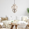 3-Light Peacock White Distressed Wooden Chandeliers