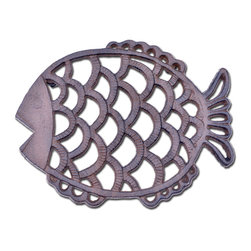 Import Wholesales - Decorative Cast Iron Trivet, Fish, 7.75" Wide - Trivets