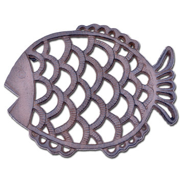 Decorative Cast Iron Trivet, Fish, 7.75" Wide