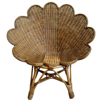 Tea Stain Wicker Shell Chair