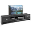 CorLiving Lakewood Extra Wide TV Bench in Black Grain Finish, For TVs up to 80"