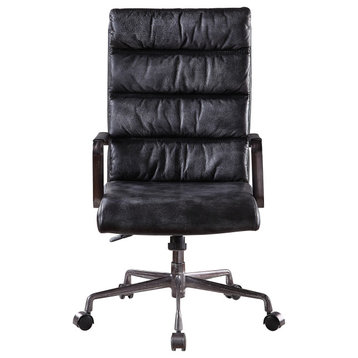 ACME Jairo Executive Office Chair With Lift, Vintage Black Top Grain Leather