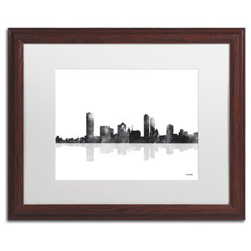 Watson 'Milwaukee Wisconsin Skyline BG-1' Art, Wood Frame, 16"x20", White Matte