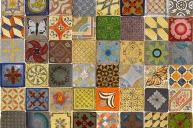 Travertine tiles handmade design 9,6x9,6cm