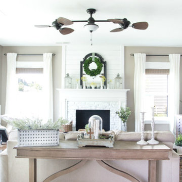 Neutral Living Room Comes to Life With Woven Wood Shades!