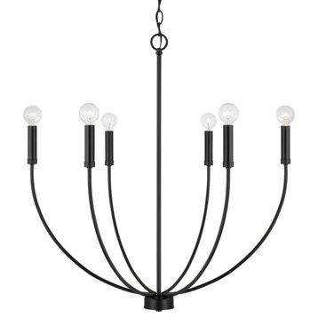 Capital Lighting 452161 Ansley 6 Light 30"W Taper Candle Style - Matte Black