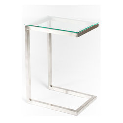 Safari Cee Satin Nickel Side Table | Clear - Coffee Tables