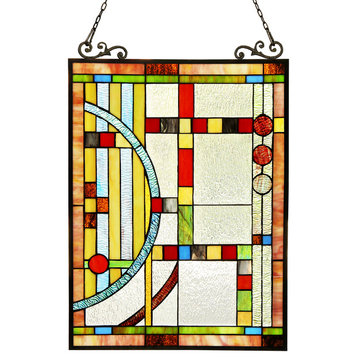 Braque Tiffany-Glass Window Panel 17.5"x25"