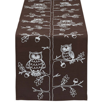 DII Table Runner Embroidered Owls
