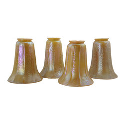 Set of Four American Steuben Art Glass Gold Lamp Shades - Lighting Globes And Shades