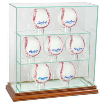 7 Upright Baseball Display Case, Walnut