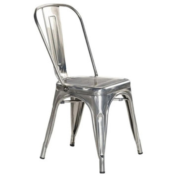 Plata Import Silver Metal Industrial Rustic Dining Chairs (Set of 4)