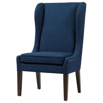Madison Park Garbo High Winged Dining Chair, Dark Blue