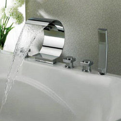Contemporary Waterfall Tub Faucet with Hand Shower T8022 - Bathtub Faucets