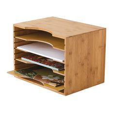 Lipper International Bamboo File Organizer With 4 Dividers