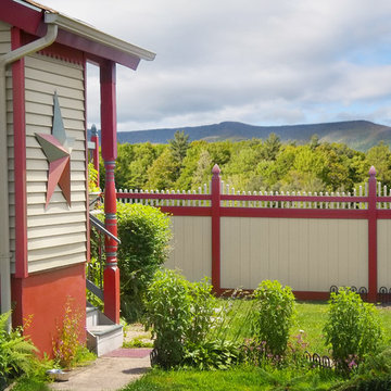 Red and Tan PVC Vinyl Privacy Fence Panels from Illusions Vinyl Fence