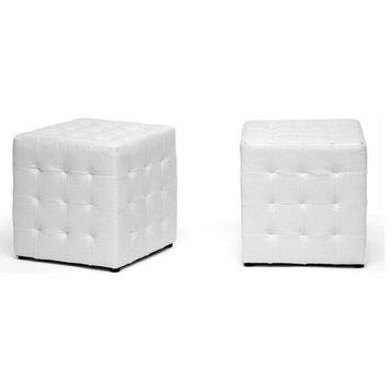 Siskal Cube Ottoman in White (Set of 2)